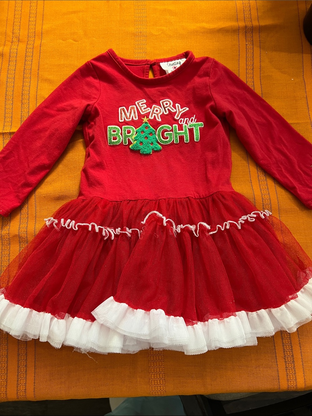 Kids Red 'Merry and Bright' Holiday Tulle Dress